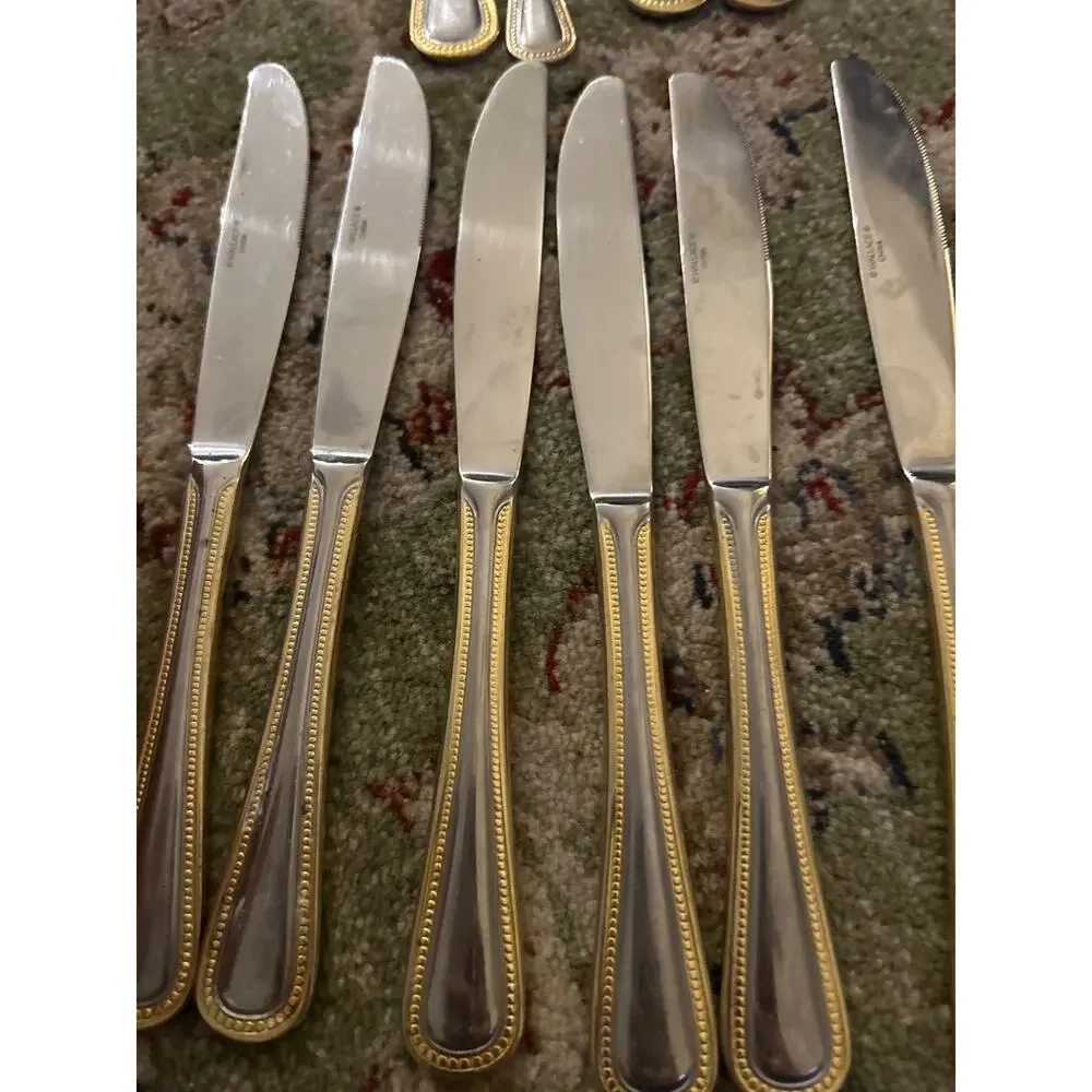 Wallace Gold Royal Bead 18/10 Stainless Steel Silverware Pieces (27)